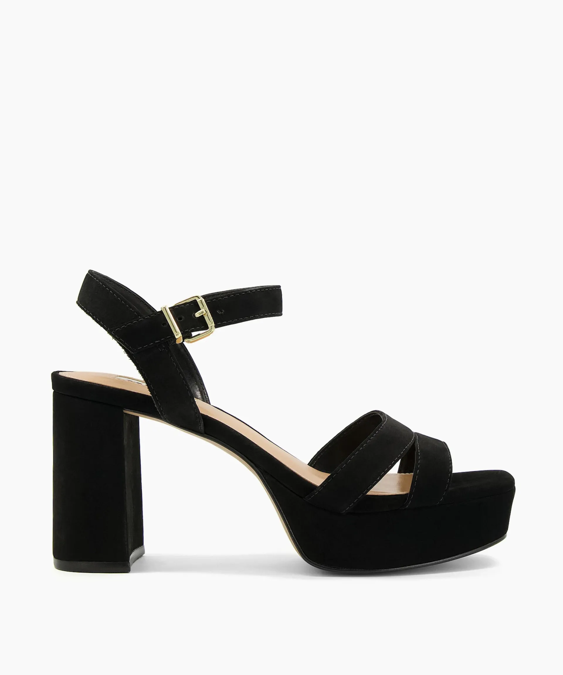 Dune London Block Heeled Sandals>Molten - Black